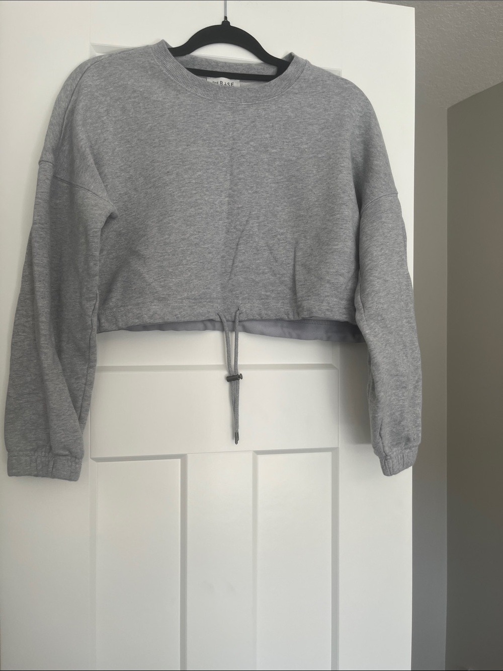 Cropped Drawstring Sweatshirt - Gray